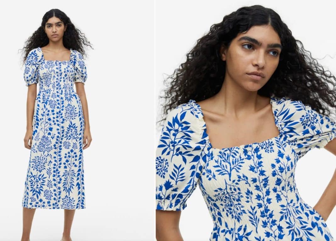 Vestido fruncido de punto de H&M