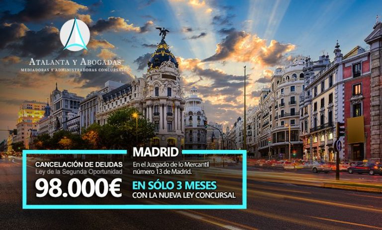 Atalanta y Abogadas cancela 98.000 euros en Madrid en el Juzgado Mercantil número 13
