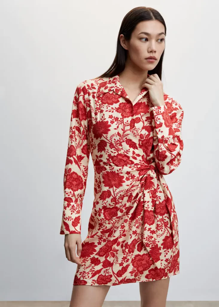 Mango - Vestido Cruzado Floral
