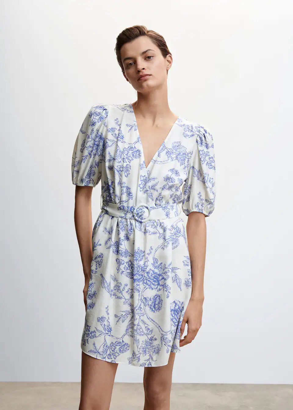 Mango - Vestido floral cinturón