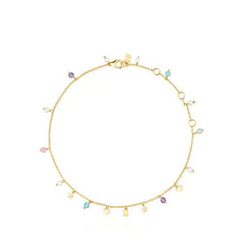 Tobillera Con Baño De Oro 18 Kt Sobre Plata Y Gemas Cool Joy De Tous