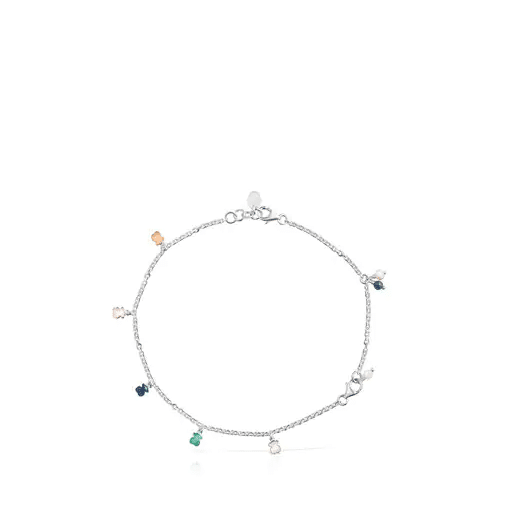Tobillera De Plata Con Gemas Y Perla Mini Color De Tous