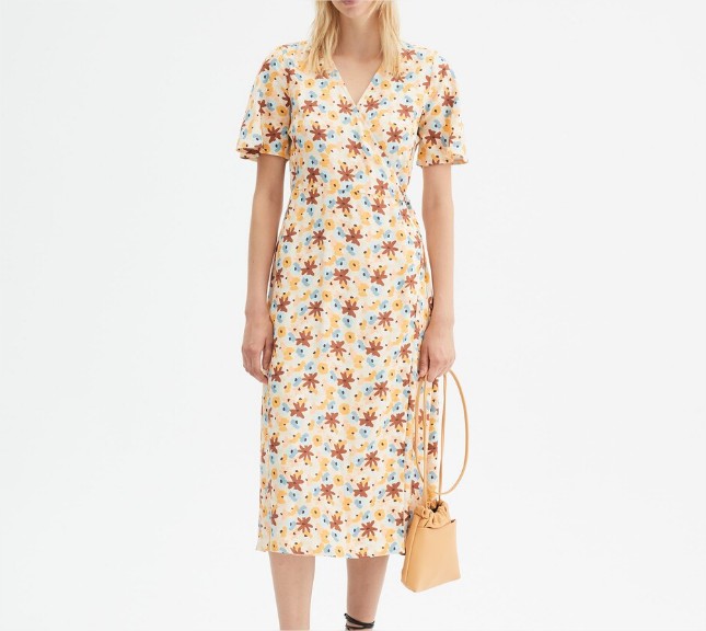 Vestido midi envolvente con estampado floral el corte ingles