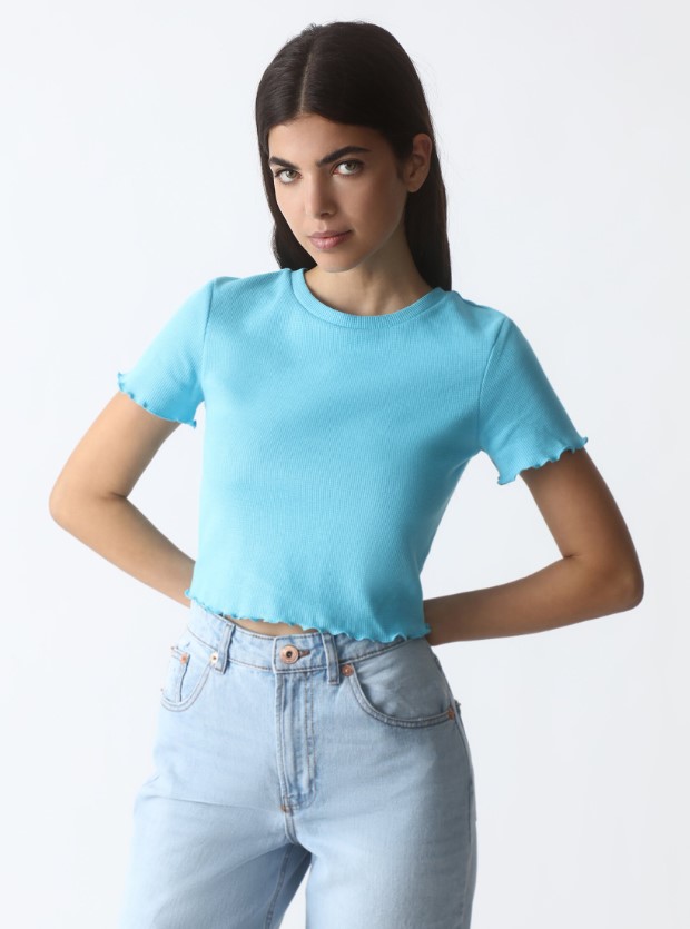 Camiseta con textura cuadrillé