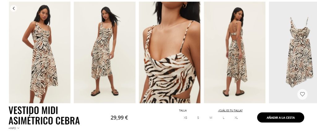 Vestido Midi Asimétrico Cebra De Stradivarius