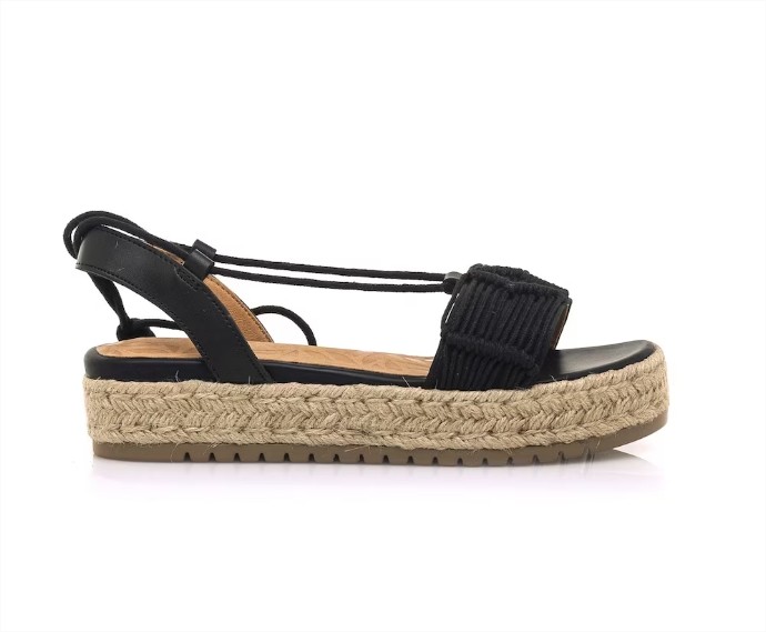 Sandalias De Plataforma De Mujer Color Negro Con Microtiras Tubulares