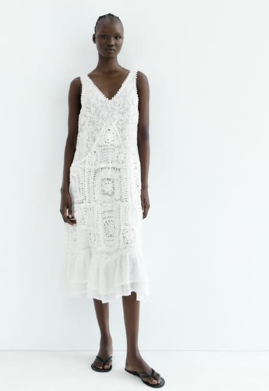 Vestido punto combinado crochet