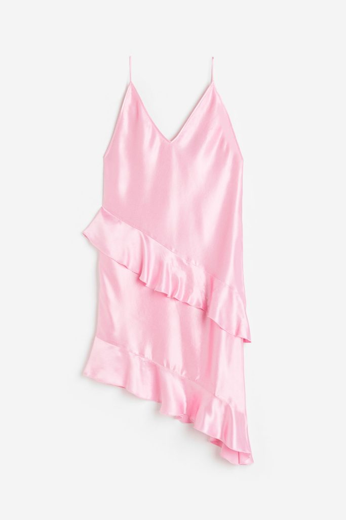 Vestido Lencero De Satén Con Volantes De H&Amp;M