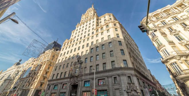 El edificio de Telefónica en Gran vía 28