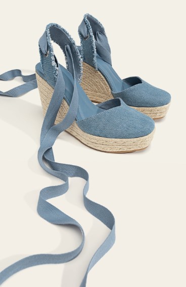 Alpargatas cuña yute atadas denim