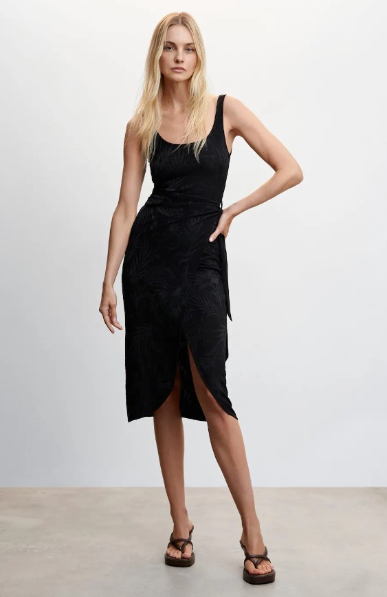 Vestido jacquard nudo de Mango