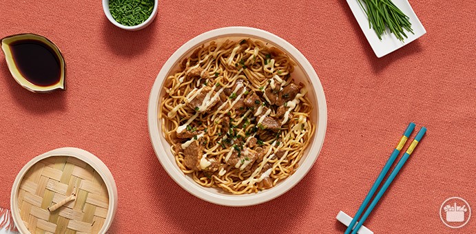 Noodles Yakisoba Con Carne Y Verduras
