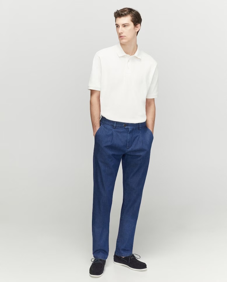 Pantalon Denim En Azul
