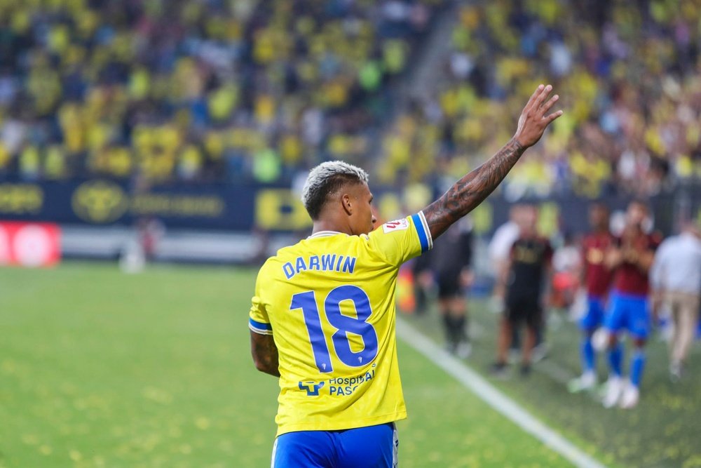 Darwin Machis En Su Temporada De Descenso Con El Cádiz Cf. Fuente: Agencias 