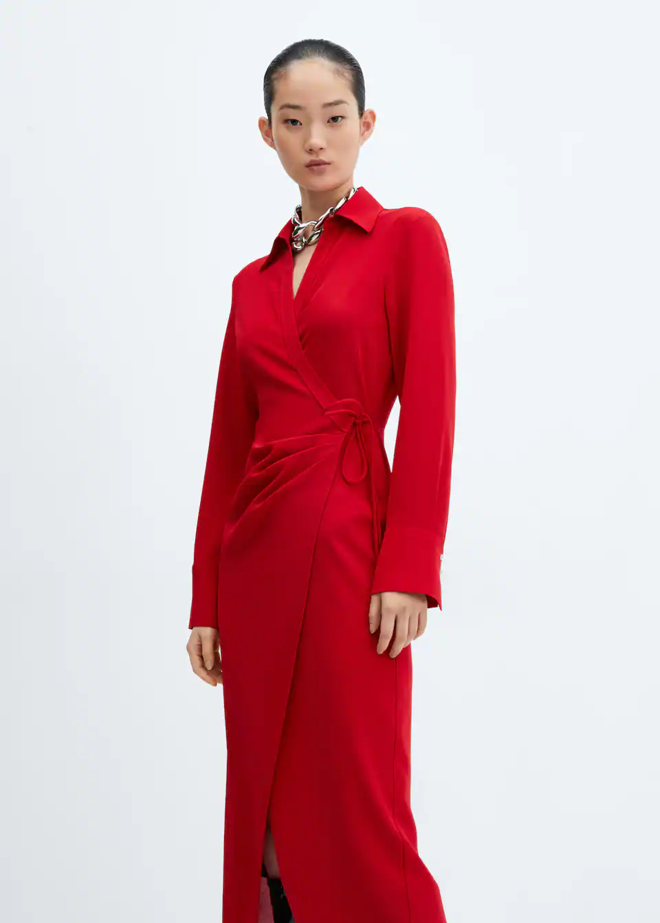 Vestido Camisero Cruzado de Mango