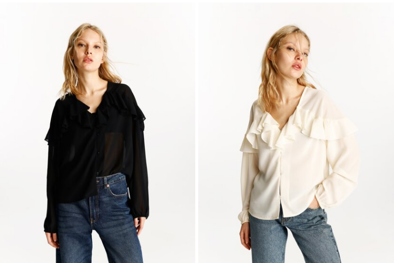camisa con volantes en oferta