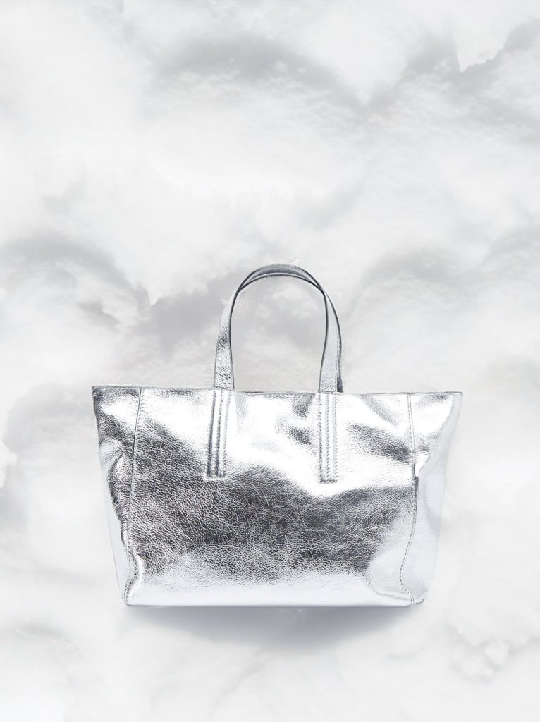 Bolso Tote De Piel Metalizada