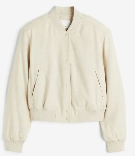 Cazadora Bomber En Mezcla De Lino
