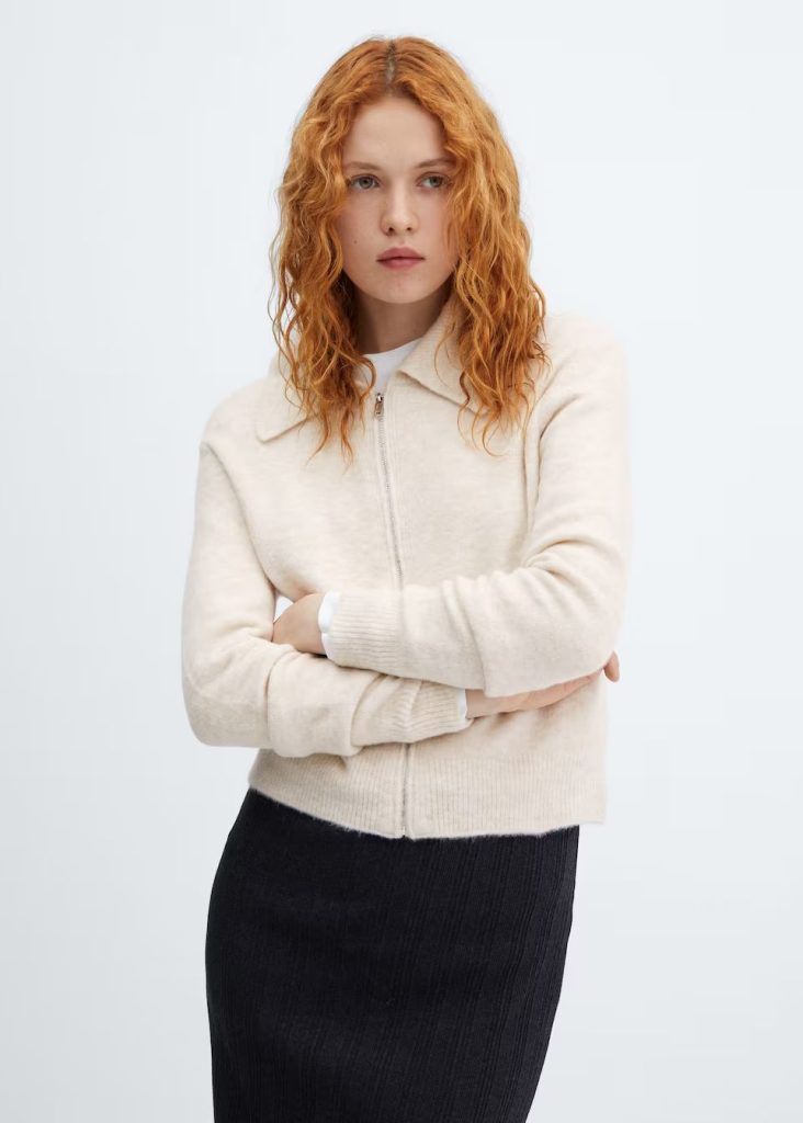 Chaqueta Punto Cremallera De Mango