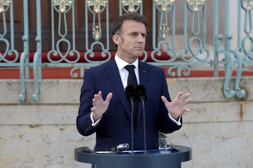 La Campaña De Los Repartidores De Just Eat En Las Elecciones Europeas 1 Europapress 6000757 May 28 2024 Meseberg Brandenburg Deutschland Emmanuel Macron Beim Treffen