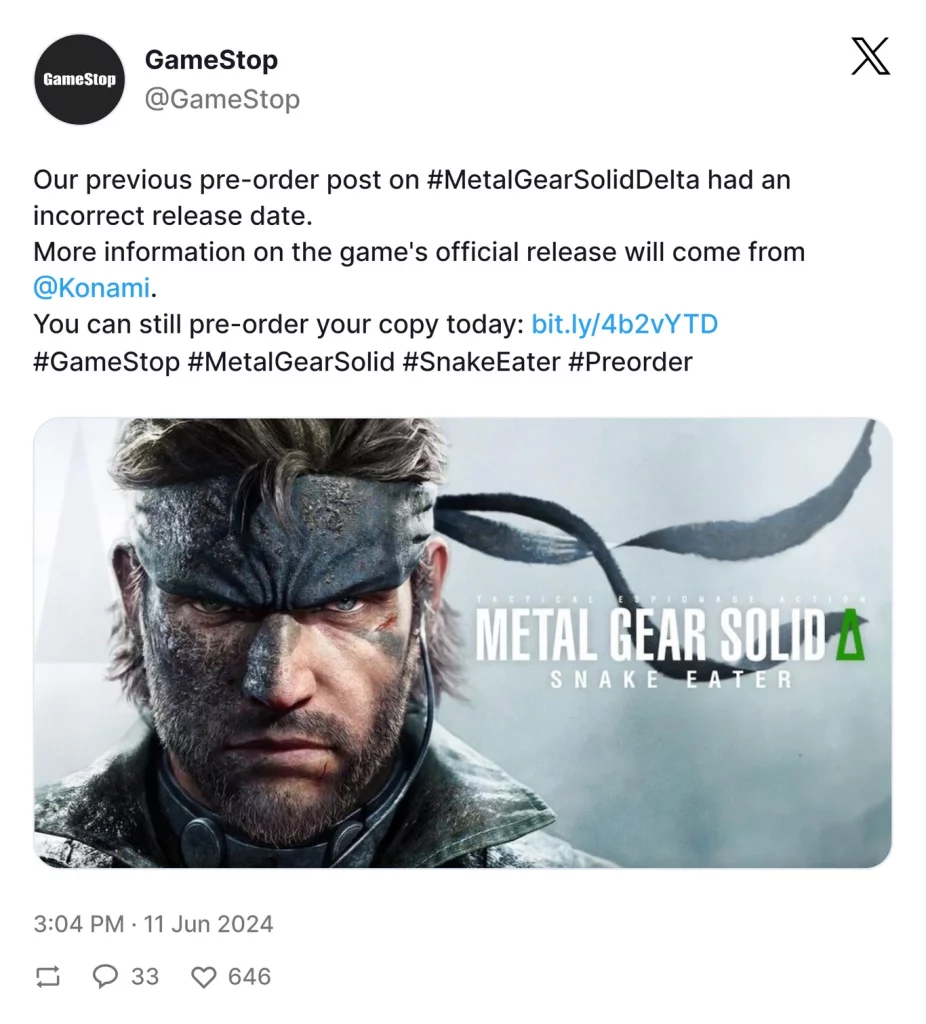 La Fecha Del Remake Metal Gear Solid 3 Se Ha Filtrado En Una Tienda, Pero Tiene Truco 2 Metal Gear Solid