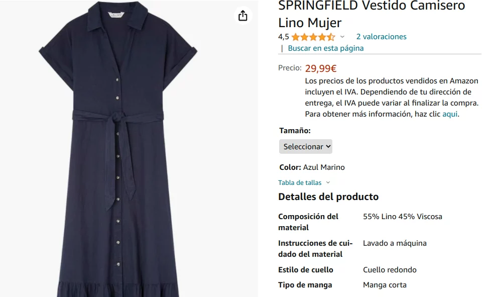Springfield tiene un vestido camisero sofisticado y fresquito que vende barato Amazon