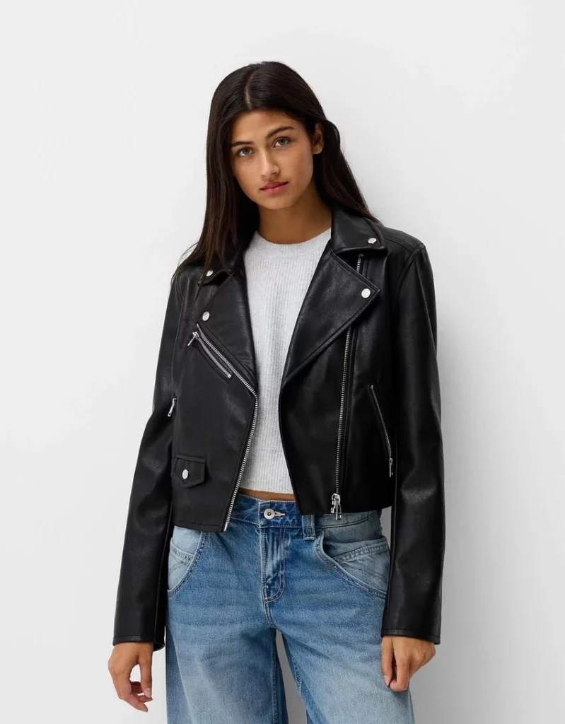 Cazadora biker efecto piel