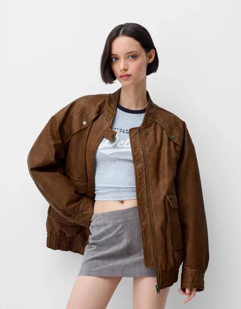 Cazadora oversize efecto piel