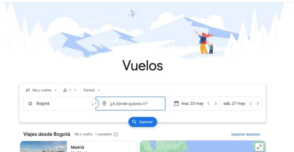 Utiliza Google Flights para comparar precios