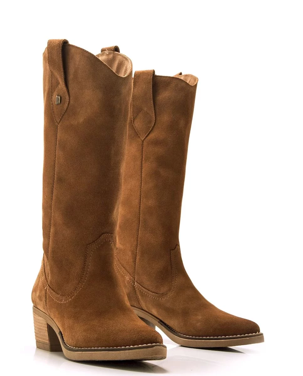 Botas de mujer altas de estilo campero en piel de serraje Mustang
