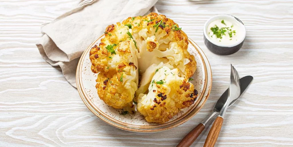 Coliflor Asada Entera Con Salsa Cremosa