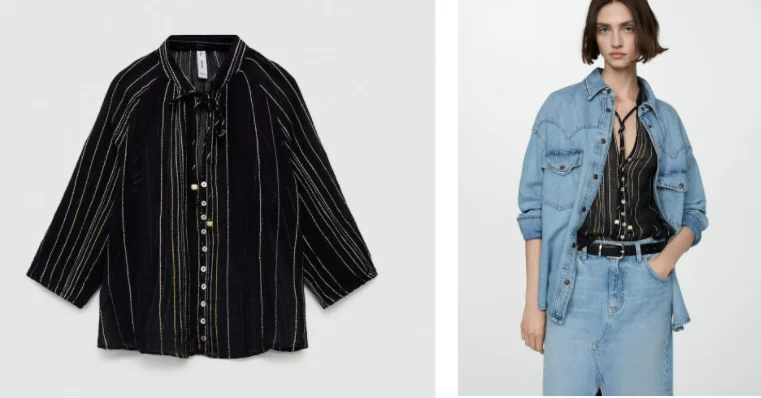 Estilo arrebatador con las 4 mejores blusas de Mango para llevar con vaqueros y triunfar cuando pase el mal tiempo