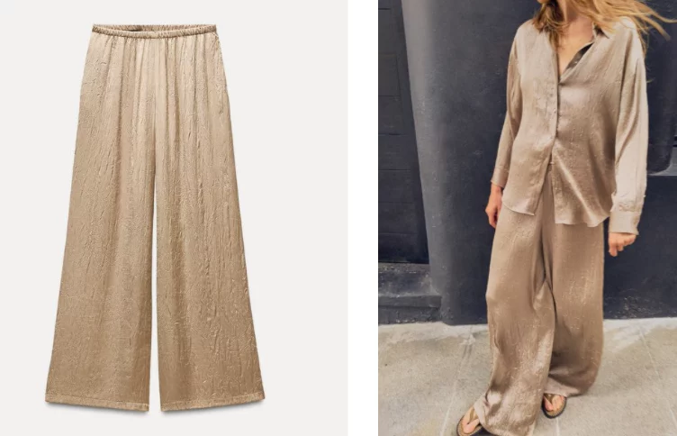 Puro lujo silencioso en estos 10 conjuntos monocolor de Zara por menos de 20 euros Zara, a la vanguardia de la moda, se ha hecho tendencia, el llamado lujo silencioso. Este estilo consiste en personas que disfrutan de prendas de moda que no son llamativas; sin embargo, son de alta calidad y se enfoca en los detalles. Son prendas elegantes, pero discretas, atemporales y con diseños clásicos que nunca pasan de moda. La afamada marca española, Zara tiene a disposición 10 conjuntos de estilo lujoso silencioso que podrás llevar por menos de 20 euros. Los conjuntos de Zara son una gran oportunidad de renovar, el armario sin gastar una fortuna y estar a la moda con prendas de alta calidad. Conjunto de sobrecamisa Rústica y pantalón crooped de Zara: Un clásico reinventado El conjunto de la sobrecamisa y pantalón cropped de Zara, se han convertido en una prenda atemporal que combina comodidad y estilo. La sobrecamisa tiene un diseño sencillo pero muy atractivo; su precio es de tan solo 15,99 euros, tiene el cuello solapa que le aporta un aire más formal, y con las mangas largas y los bolsillos delanteros de plastrón la hacen una prenda funcional y con estilo rústico. Por su parte, los pantalones cropped de Zara tienen un diseño minimalista y su estilo tiene un corte que el largo de la pierna llega hasta el tobillo para dar la sensación de piernas más largas. Son una prenda muy fresca ideal para la primavera o el verano y esta en rebaja por 12,99 euros. Son versátiles y se pueden combinar con todo tipo de prendas, además perfectos para cualquier ocasión, estos pantalones cropped de Zara, junto a la sobre camisa rústica, no deben faltar en tu armario. El lujo silencioso: Combinación entre el vestido drapeado arrugado y el pantalón recto arrugado de Zara Para triunfar en el mundo de la moda, se debe arriesgar y Zara lo hace y es por ello que se hace tendencia con combinaciones que sobresalen y destacan. Ese es el conjunto que consta de vestido drapeado arrugado y el pantalón recto arrugado. Estas piezas son el ejemplo perfecto de la moda conocida como lujo silencioso. Tanto el vestido drapeado arrugado como el pantalón corte recto de Zara son un ejemplo de cómo un conjunto con detalles que pasan desapercibidos pueden convertirse en un elemento de lujo. Este diseño es arrugado intencionalmente para crear un efecto desfasado y relajado sin necesidad de adornos que llamen la atención. El conjunto silenciosamente de lujo de Zara: Un viaje por la ZW Collection y estar a la moda a precio asequible Para triunfar en el mundo de la moda, se debe ser audaz y Zara ha llevado la delantera, y muchas veces sorprenden de forma grata a sus clientes con conjuntos unicolor que son tendencia. El pantalón pijamero combinado con la camisa asimétrica, ambos los consigues a menos de 20 euros en la nueva ZW Collection de Zara. El pantalón pijamero ha resurgido en la moda reciente, y de ser una prenda exclusivamente íntima pasó a ser parte de la moda urbana. Otro elemento de este conjunto es la camisa asimétrica, con un diseño único, le aporta modernidad y elegancia al conjunto. La combinación de líneas limpias y sutiles detalles hace que esta prenda pueda pasar de lo cotidiano a lo elegante. Lujo silencioso y asequible: El top y pantalón Jacquard de ZW colletion de Zara son el dúo perfecto. Zara no para de innovar y presenta el conjunto de lujo silencioso que no pasará desapercibido y dará mucho de qué hablar. El pantalón Jacquard con lazadas y el top drapeado jacquard de su colletion ZW. El pantalón jacquard con lazadas es una prenda confeccionada en un tejido jacquard de alta calidad, con un sofisticado diseño que incluye las lazadas laterales que permite el ajuste correcto de la prenda y le aporta un detalle al diseño. El top drapeado de Zara, fabricado en la misma tela, es una pieza clave para completar este outfit de manera exitosa. El diseño drapeado crea un efecto favorecedor en la silueta y le imprime mucho movimiento. El conjunto de blusa volante y pantalón recto de Zara La blusa volante, con un diseño de mangas anchas y corte fluido, aporta movimiento y delicado. Esta prenda es ideal para un look boho y minimalista, esta blusa volante puede lucirse con muchas prendas, en esta ocasión hace juego con el pantalón recto; sin embargo, se puede lucir con faldas o short, esto lo hace muy versátil y lo puedes llevar a diversas ocasiones. Por otro lado, el pantalón recto, cuando se combina con una blusa volante, se crea un outfit que puede ser algo sofisticado y elegante que le aporta equilibrio al atuendo cuando se luce con la blusa volante. Esta combinación es perfecta para ocasiones formales y también para algunas más casuales como una salida nocturna. Descubriendo el Top con elástico y pantalón de Popelina de Zara de la Colección ZW color rosa En la colección ZW, Zara nos presenta un conjunto que consta de un top con elástico y pantalón de popelina. Esta prenda de Zara es la combinación de estilo. Una de las ventajas destacadas de este top es su versatilidad. El pantalón ancho popelín ZW Collection de Zara, reúne elegancia y comodidad, elementos que les encanta a las personas que acostumbran a la moda de lujo silencioso. El Pantalón ancho popelín ZW Collection. Con un diseño de tiro alto, estiliza la figura y marca la cintura, favoreciendo la silueta en todo tipo de cuerpo. El dúo perfecto lo consigues en Zara: Pantalón flare y chaleco ZW Collection de Zara Zara tiene para ti el dúo perfecto, dos artículos de la colección Zara Woman (ZW) que parece haber sido creados para combinarse y hacerse imprescindibles en cualquier armario. El pantalón flare de la colección ZW, combina comodidad y estilo, gracias a su diseño de tiro medio, bajo en línea evasé para lograr el efecto flare. El chaleco es el complemento ideal, ya que ofrece un toque sofisticado y versátil, entre sus características podemos destacar el cuello de pico, el cinturón a juego con hebilla metálica ajustable, permitiendo definir la silueta y el cierre de botón oculto en la parte delantera para un outfit de lujo. El conjunto Perfecto de Zara: Elegancia y brillo en tu look Zara trae el conjunto de la camisa estampada, hilo metalizado y el pantalón del mismo material que prometen acaparar miradas. La camisa, pieza elemental de este conjunto, debido a su diseño de cuello redondo con escote en pico, manga larga, para proteger de los días frescos y para cerrar el detalle estrella, tejido con hilo metalizado, que aporta un toque refinado de buen gusto. El pantalón que complementa este outfit, tiene un diseño de tiro alto con cintura elástica ajustable, trae un cordón para un ajuste adicional, en caso de requerirlo, el corte de la pernera es ancha, siguiendo la tendencia; este también trae un detalle de tejido con hilo metalizado. Camisa y Pantalón Satinado efecto arrugado lujos silenciosos de Zara El conjunto formado por la camisa satinada y el pantalón satinado efecto arrugado, es un outfit versátil y actual, el diseño se enfoca en la comodidad más que en la estética clásica de líneas limpias y lisas. La camisa satinada de Zara está confeccionada en un tejido que brinda la textura y la iluminación sutil típicas del satinado. Presenta el cuello de solapa clásico, que añade un toque de formalidad. El pantalón garantiza un confort que no tiene comparación, está elaborado igualmente en tejido satinado, con un diseño de tiro alto con cintura elástica, brindando un ajuste perfecto, los bolsillos delanteros son muy funcionales. Al vestir estas prendas crea un conjunto cómodo, versátil y armonioso.