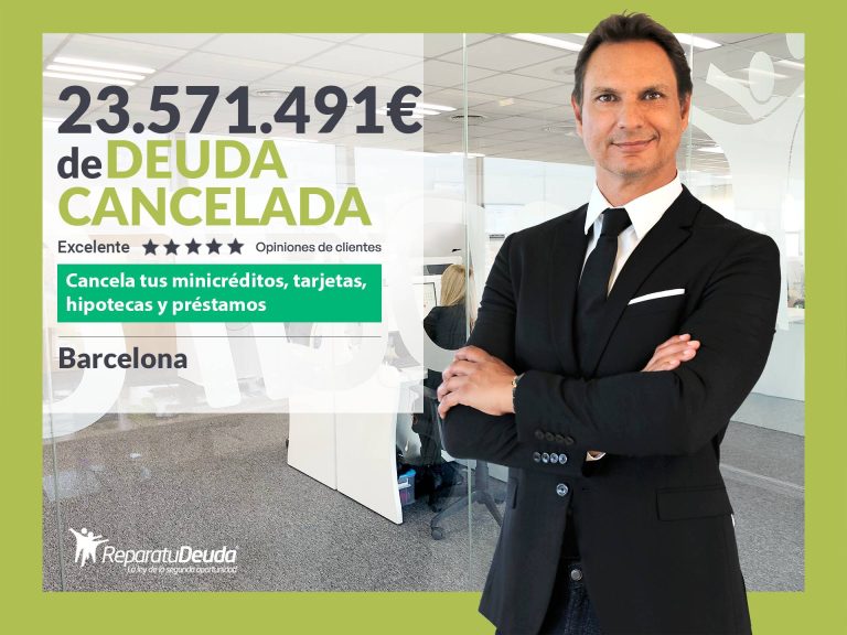 Repara tu Deuda Abogados cancela 23.571.491 € en Barcelona (Catalunya) con la Ley de Segunda Oportunidad