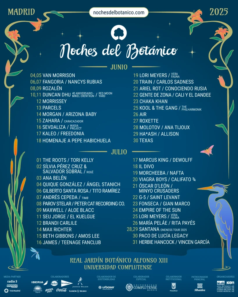Noches Del Botánico Se Acerca A Su Primera Década Con Uno De Sus Carteles Más Eclécticos 1 Cartel Feb25 1080X1350