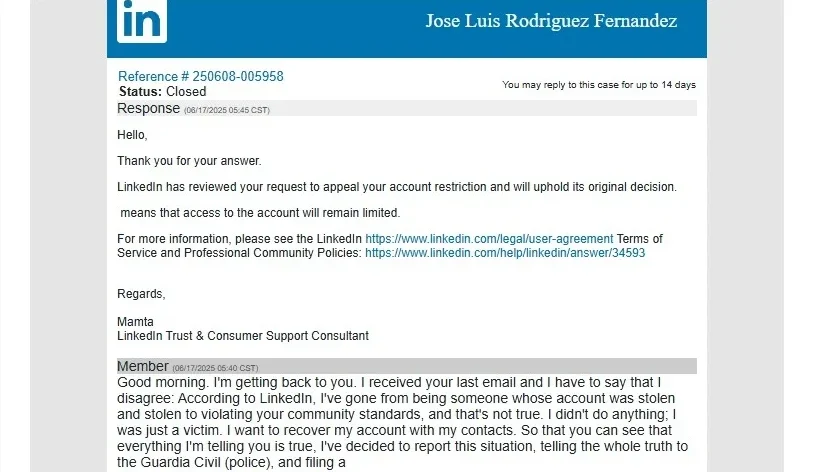 «Cambió Mi Nombre, Mi Foto... Desaparecí»: Linkedin Se Lava Las Manos Con El Robo De Cuentas 2 Respuesta De Linkedin