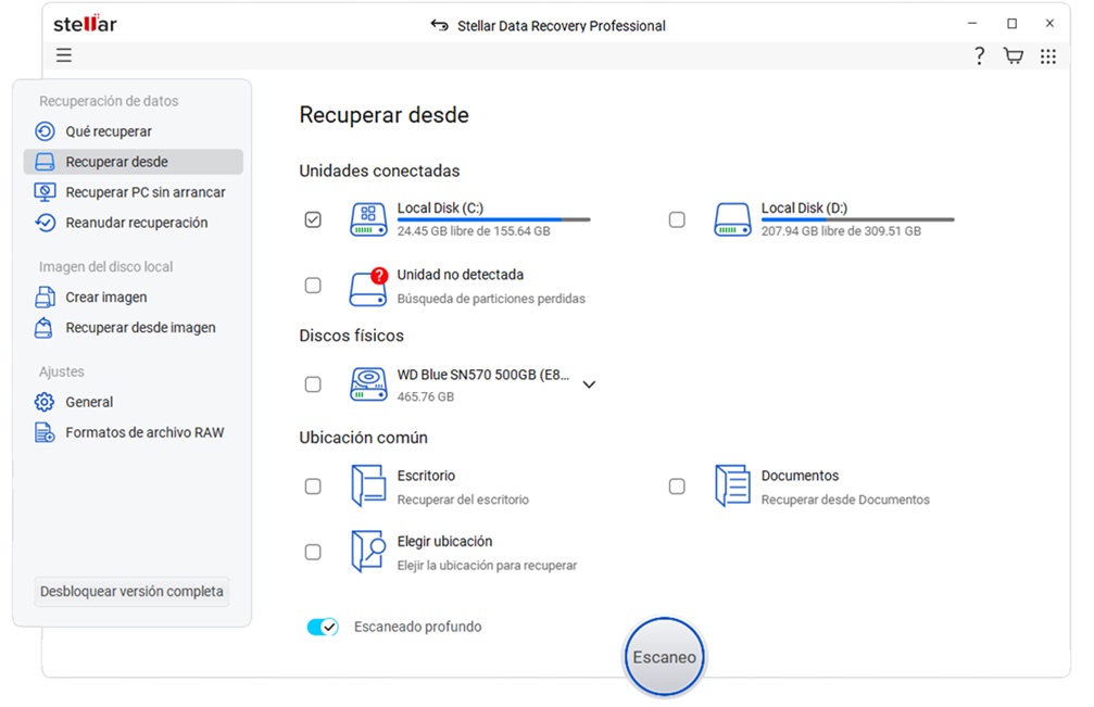 Recuperar Archivos Borrados Accidentalmente En Windows 10 2 Recuperar Archivos Borrador Windows 10. Stellar Data Recovery Professional