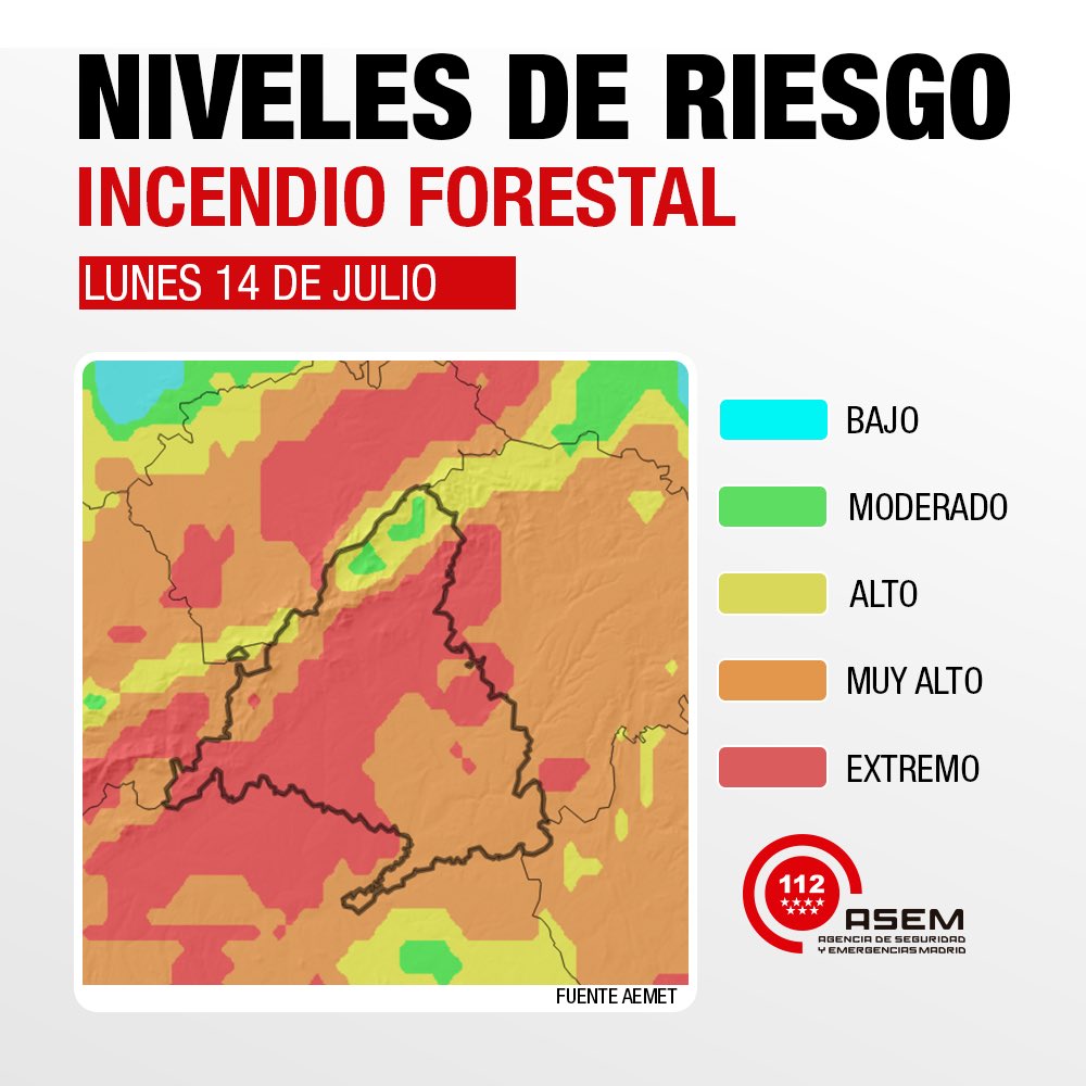 «Compramos Papeletas Para La Rifa Del Cáncer»: Los Bomberos Forestales De Madrid, En Huelga Por Sus Condiciones Laborales 3 Mapa De Riesgo De Incendios De La Agencia De Seguridad Y Emergencias De Madrid (Asem)