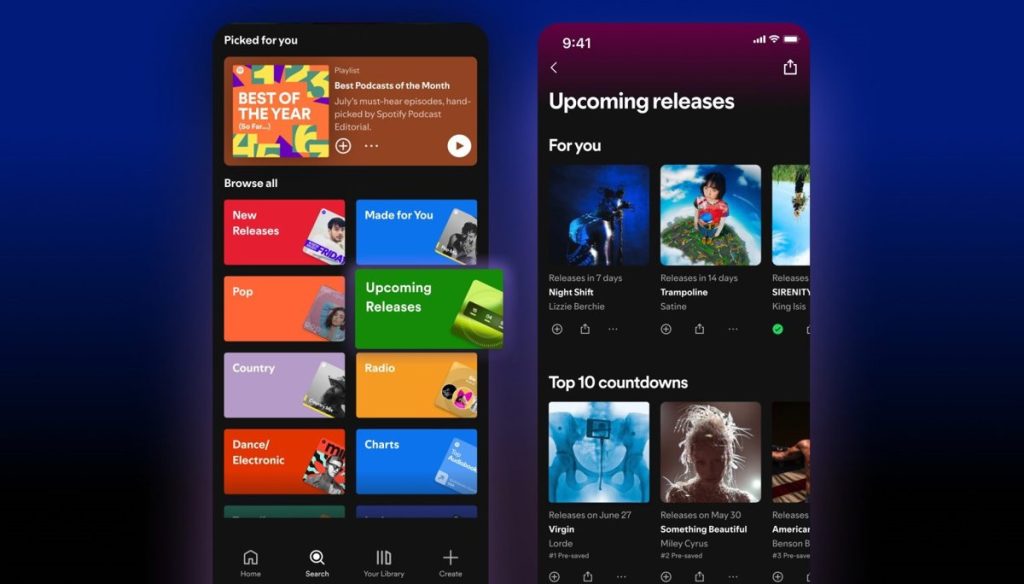 El Centro De Próximos Lanzamientos De Spotify